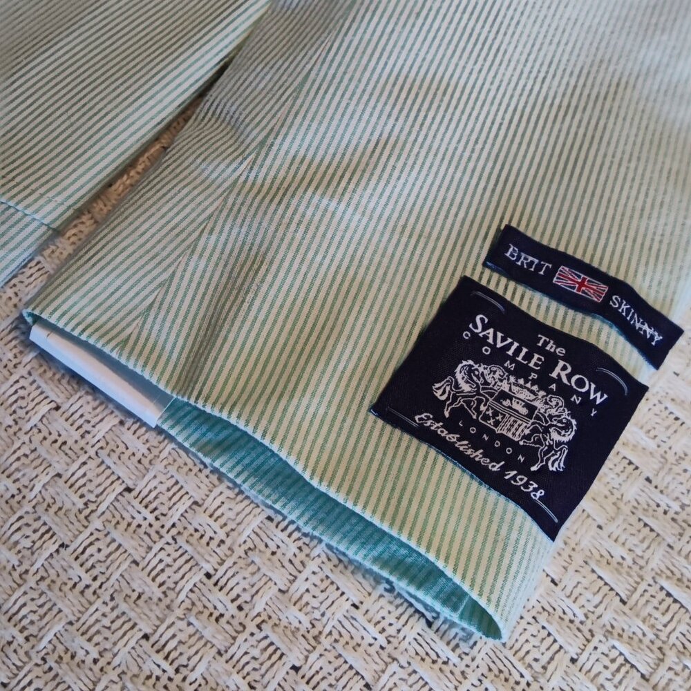 The Savile Row Co Maddox Mens Striped Blazer Jacket Sports Coat Tan White 38R - Picture 7 of 9